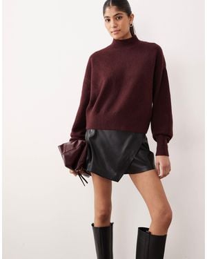 Mango Faux Leather Mini Skort - Red