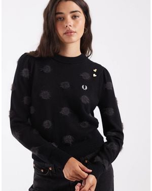 Fred Perry X amy winehouse gepunkteter strickpullover - Schwarz