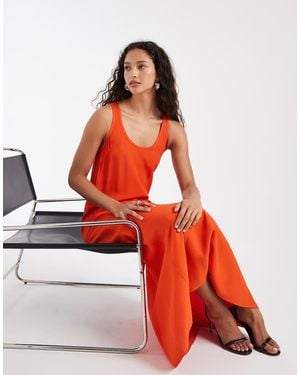 & Other Stories Crepe Maxi Dress With Seam Detail - Red