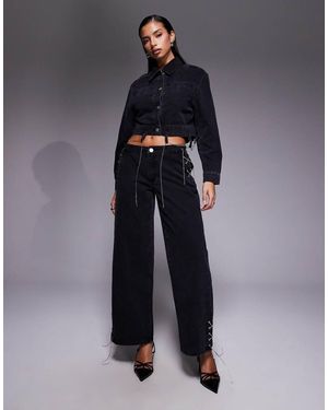 Liquor N Poker Baggy Chain Detail Jean Co-Ord - Blue
