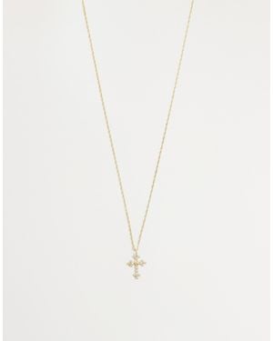 ASOS Collier à pendentif croix orné d'une rose au centre et - Blanc