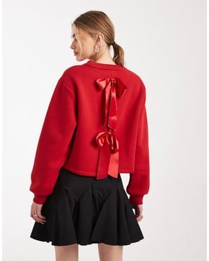 Miss Selfridge Sweatshirt With Back Bow Detail - Red