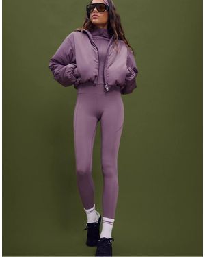 Stradivarius Puffer Jacket With Puff Sleeves - Purple