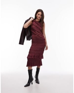 AllSaints Nyla Ruffled Midi Dress - Red