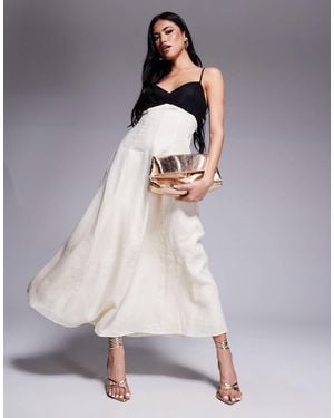 EVER NEW Contrast Linen Midaxi Dress - Gray