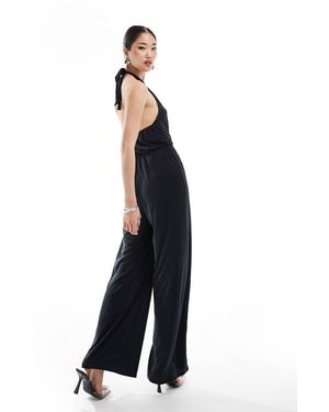 Vila Slinky Halterneck Wide Leg Jumpsuit - Blue