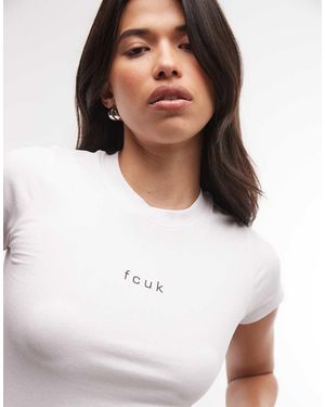 French Connection Camiseta Con Diseño Encogido Gráfica Blanca - Blanco