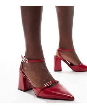 Raid Wide Fit Neim Block Heeled Shoes - Red