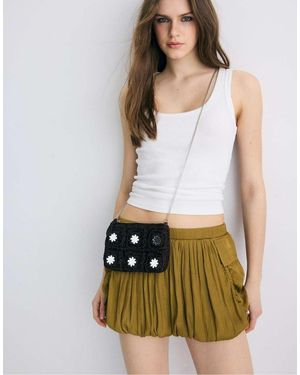 Stradivarius Mini Mirror Crochet Crossbody Bag - Brown