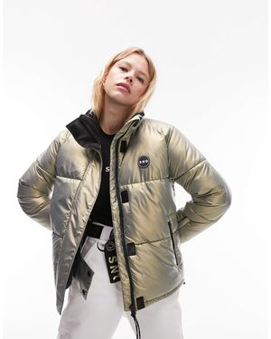 TOPSHOP Sno High Shine Ski Puffer Jacket - Metallic