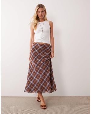 Mango Midirock mit slip-schnitt und em karomuster - Pink