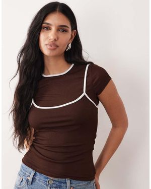 ASOS Sheer Double Layer Top With Contrast Binding - Multicolour
