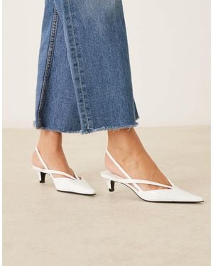Mango Strappy Pointed Low Heeled Slingback - Blue