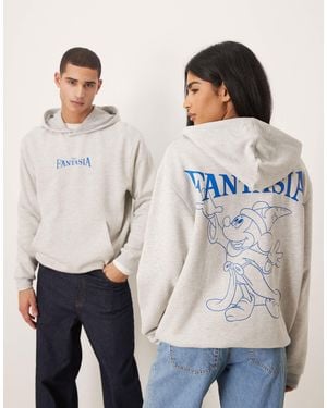 ASOS Disney Fantasia Unisex Relaxed Hoodie With Mickey Mouse Prints - Grey