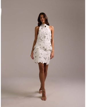 ASOS Bridal 3d Floral Cutwork Mini Skirt - Natural