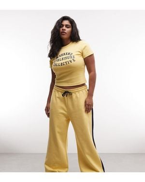 ASOS Weekend Collective Curve Co-ord Wide Leg jogger With Contrast Stripe - Metallic
