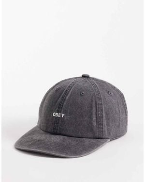 Obey Pigment Bold Logo Six Panel Strapback Cap - Grey