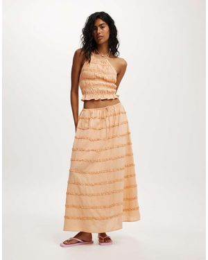 Cotton On Jet Set Tiered Maxi Skirt - Natural