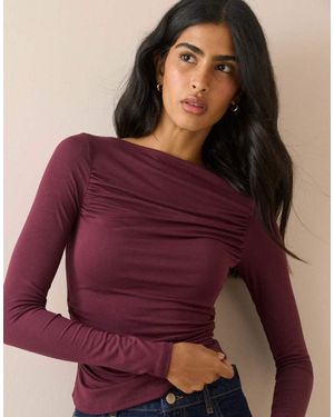 Nobody's Child Ruched Modal-Rich Top - Purple