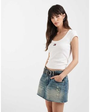 Tommy Hilfiger Micro Denim Skirt - White