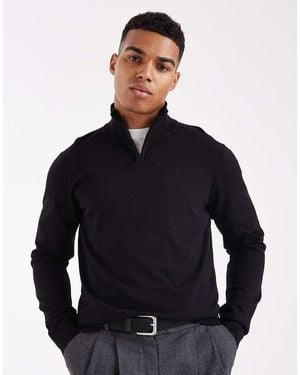 Threadbare 1/4 Zip Knitted Jumper - Blue