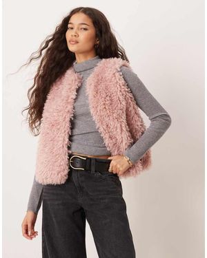 Threadbare Faux Fur Shearling Gilet - Pink