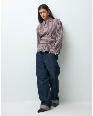 ASOS Boxy Cinched Shirt - Blue