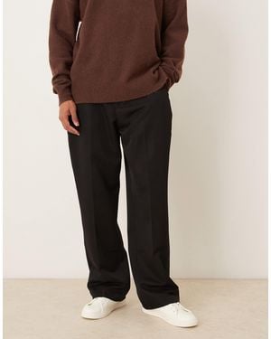 ASOS Smart Wide Leg Trouser With Side Pleat - Brown