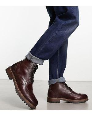 Red Tape Botas Estilo Zapatos Oxford Con Cordones De Cuero De Tape Wide Fit-Rojo - Azul