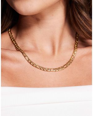 Neck On The Line – vergoldete figaro-halskette, 6 mm - Natur