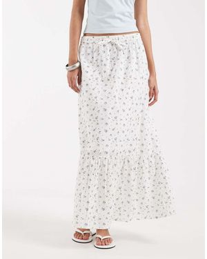 Vero Moda Gonna Lunga Bohémien A Balze - Bianco