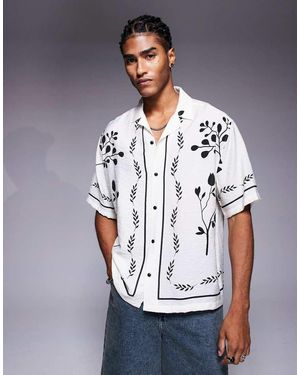 River Island Overhemd Met Geborduurde Bloemen - Grijs