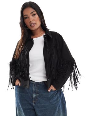 ONLY Cropped Jacket With Fringe Detail - Blue