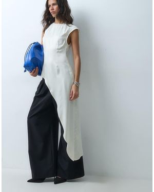 ASOS Extra Lange Asymmetrische Satijnen Top - Blauw