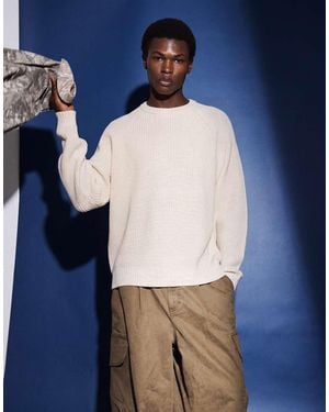 ASOS Oversized Knitted Fisherman Rib Jumper - Blue