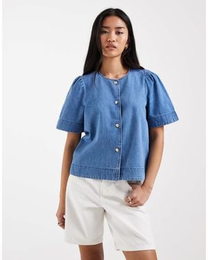ONLY Puff Sleeve Denim Shirt - Blue