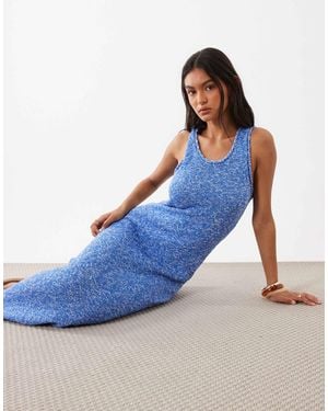 ASOS Slub Racer Maxi Dress - Blue