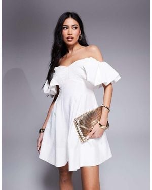 Forever New Off Shoulder Structured Mini Dress - White