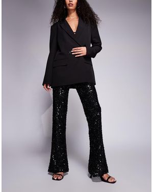 New Look Sequin Flared Trouser - Black