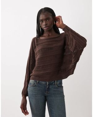 ASOS Gestrickter pullover mit fledermausärmeln und leiterstich - Braun