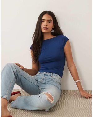 Abercrombie & Fitch Reversible Scoop Neck Top With Removable Bra - Blue