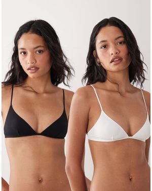 Cotton On – 2er-pack unsichtbare bustiers aus mikrofaser - Schwarz