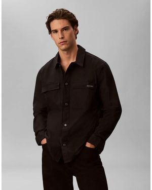 Calvin Klein Overshirt Utility Con Bottoni Sul Davanti Jet - Nero