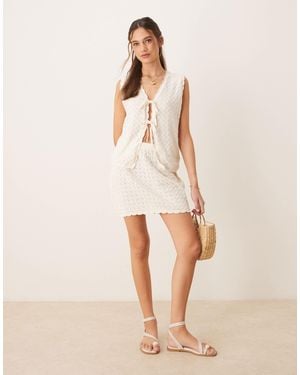ASOS Crochet Knit Mini Skirt Co-ord - Natural