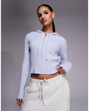 River Island Cable Knit Loungewear Hoodie Co-Ord - Gray