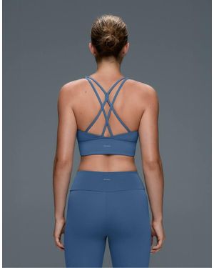 Oysho Medium-Support Comfortlux Sports Bra With Cups - Blue