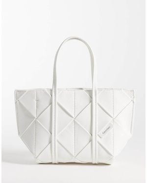 Calvin Klein Woven Mini Tote Bag - White