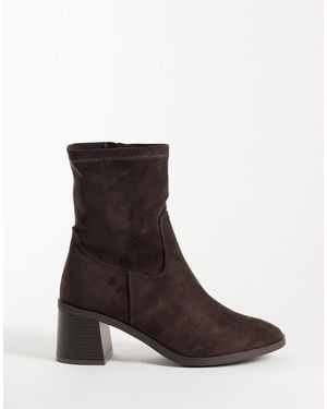 New Look Sock-boot aus wildlederimitat mit absatz - Braun