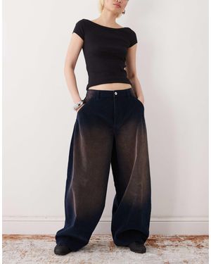 Collusion Xl Balloon Cord Jeans With Contrast Stitch - Blue