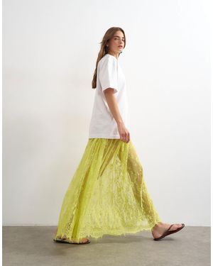 TOPSHOP Sheer Lace Maxi Skirt - White